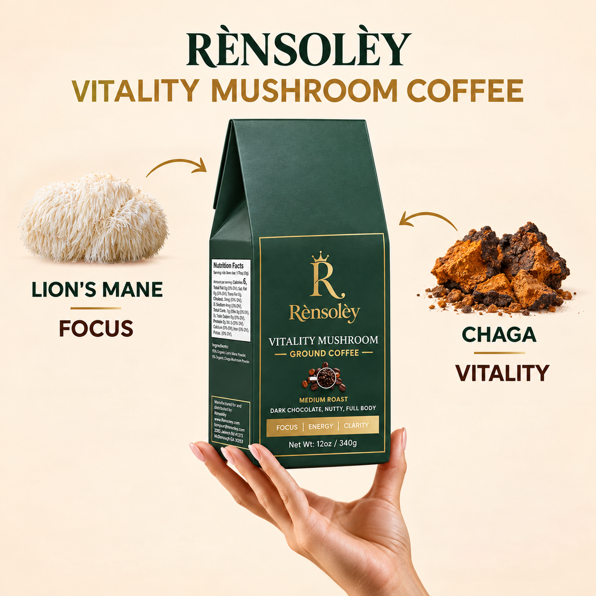 Vitality mushroom ground coffee