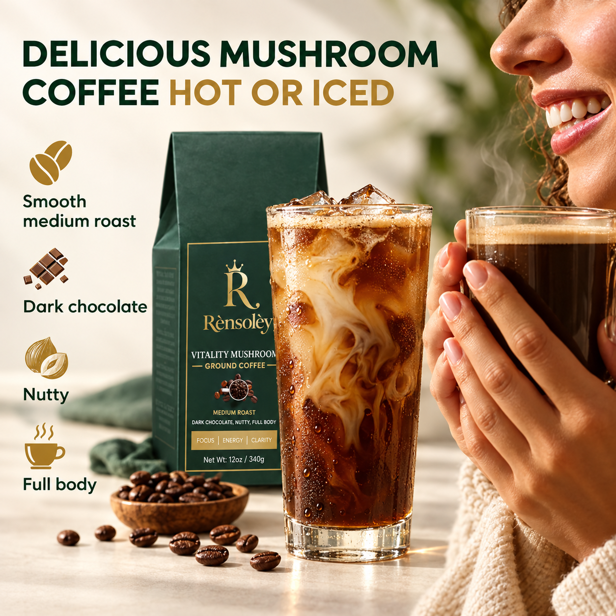 Vitality mushroom ground coffee