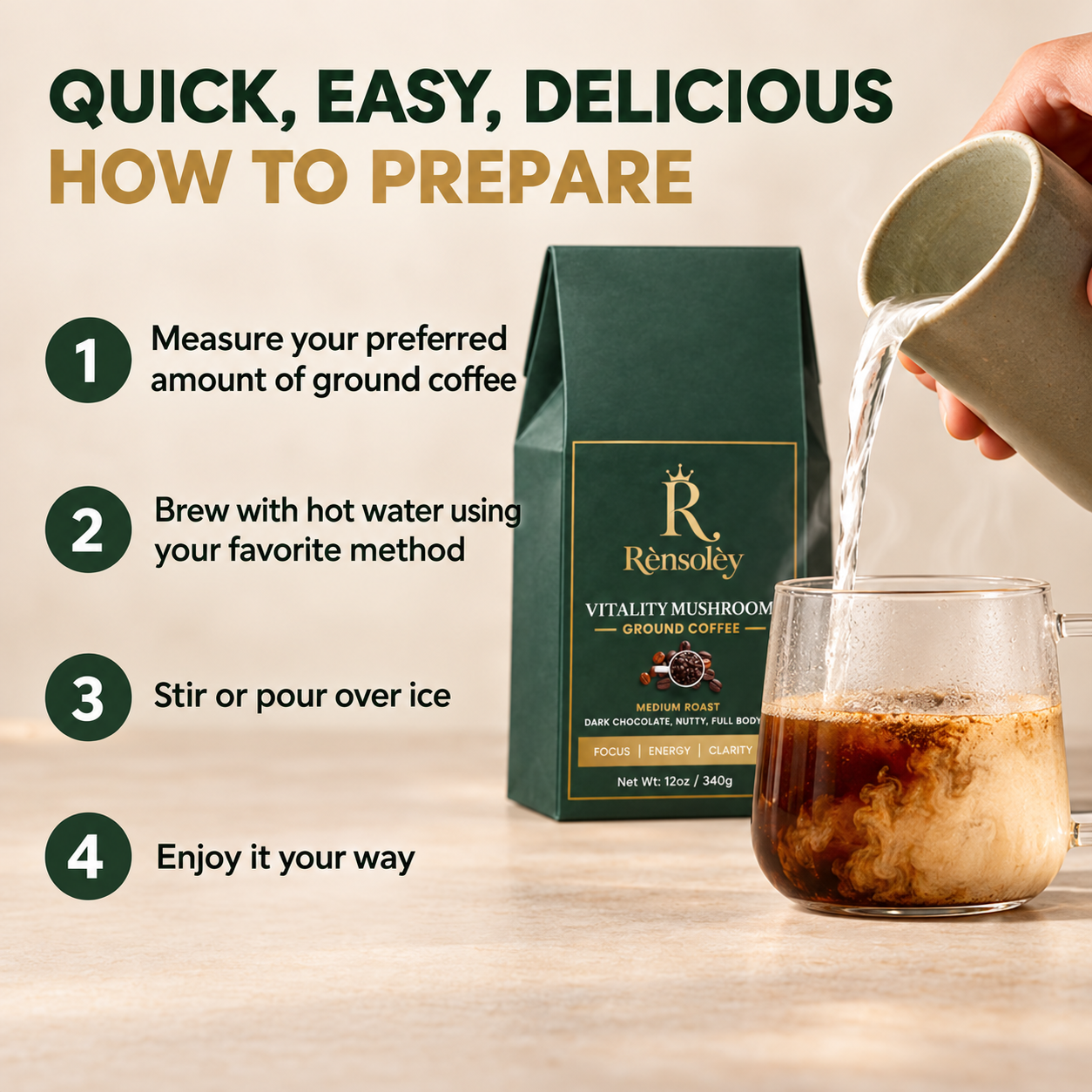 Vitality mushroom ground coffee